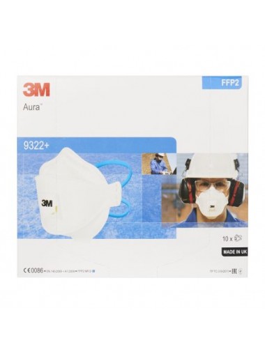 [3M 原廠獨立包裝] 3M™ Aura™ FFP2 呼氣閥口罩 9322+ (1盒10個) 附送2個口罩用透明膠袋